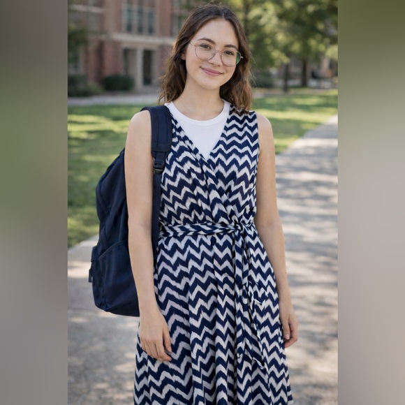 Sleeveless Wrap Dress with Belt - Picture 1 of 5